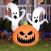 Image of Gemmy Inflatables Lawn Ornaments & Garden Sculptures 4.5'H Halloween Ghost Duo in Jack O' Lantern by Gemmy Inflatable 12  ½' Air Blown Inflatable 7 Pumpkin Jack-O-Lantern Patch SKU# Y2088