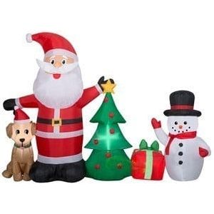 Gemmy Inflatables Lawn Ornaments & Garden Sculptures 6 1/2' Inflatable Santa w/ Puppy &Snowman Collection Scene by Gemmy Inflatables 10' Giant Christmas Snowman Couple Scene Gemmy Inflatables SKU# 112156