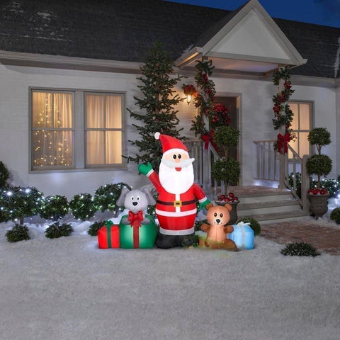 Gemmy Inflatables Lawn Ornaments & Garden Sculptures 6 1/2' Santa w/ Puppy Collection Scene by Gemmy Inflatables 117596