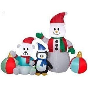 Gemmy Inflatables Lawn Ornaments & Garden Sculptures 6 1/2' Snowman, Penguin, & Polar Bear Scene w/ Ornaments by Gemmy Inflatables 117597