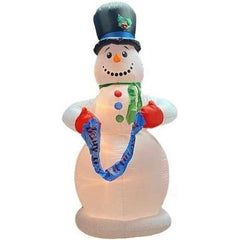 8'H Inflatable Christmas Snowman w/ Banner by Gemmy Inflatables