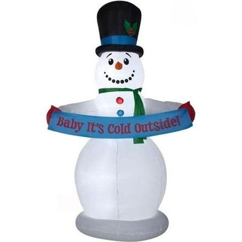 Gemmy Inflatables Lawn Ornaments & Garden Sculptures 8'H Gemmy Animated Airblown Inflatable Christmas Snowman w/ Banner by Gemmy Inflatables 10' Snowman Couple Holding "Snuggle is Real" Banner SKU# 112789