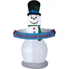 Image of Gemmy Inflatables Lawn Ornaments & Garden Sculptures 8'H Gemmy Animated Airblown Inflatable Christmas Snowman w/ Banner by Gemmy Inflatables 10' Snowman Couple Holding "Snuggle is Real" Banner SKU# 112789