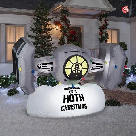 Gemmy Inflatables Lawn Ornaments & Garden Sculptures 8' Wars Christmas TIE Fighter w/ Sign by Gemmy Inflatables 83121 - 37244 6 1/2' The Mandalorian The Child Christmas Ornament  Gemmy Inflatables