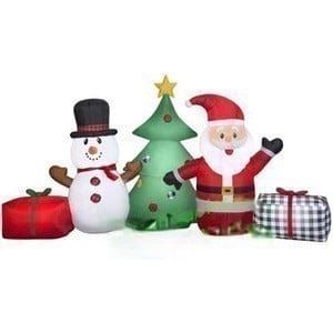 Gemmy Inflatables Lawn Ornaments & Garden Sculptures 9' Santa and Snowman Collection Scene by Gemmy Inflatables