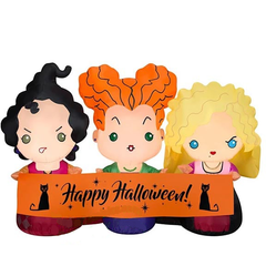5' Halloween Hocus Pocus Sanderson Sisters Holding A “Happy Halloween” Banner! by Gemmy Inflatables My Bounce House For Sale