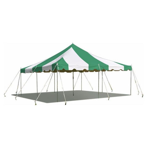 POGO Canopies & Gazebos 20' x 20' Green & White Weekender Standard Canopy Pole Tent by POGO 754972316378 645-BT-PE22GW1B