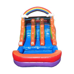 12'H Crossover Rainbow Double Lane Inflatable Water Slide with Blower by POGO
