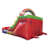 Image of POGO Inflatable Bouncers 12'H Crossover Rainbow Double Lane Inflatable Water Slide with Blower by POGO 12'H Crossover Rainbow Castle Smiley Face Slide Combo with Blower POGO