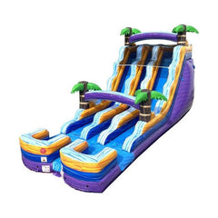 POGO Water Parks & Slides 18 1/2 H' Purple Tropical Marble Double Bay Wet/Dry Inflatable Slide with Blower by POGO 15' Tropical Marble Double Bay Inflatable Water Slide Blower POGO