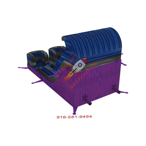 16′H Purple Wave Double Lane Water Slide Double Pools Center Stairs    SKU# WAT-DL2716-Purple Fever Marble