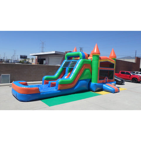 Ultimate Jumpers Inflatable Bouncers 15'H Dual Lane Multicolor Fun House Combo Wet & Dry by Ultimate Jumpers C162