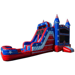 Ultimate Jumpers Inflatable Bouncers 15'H Dual Lane Wet & Dry All American Combo By Ultimate Jumpers