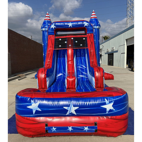 Ultimate Jumpers Inflatable Bouncers 15'H Dual Lane Wet & Dry All American Combo By Ultimate Jumpers