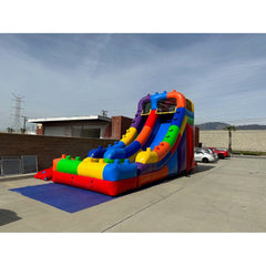 18'H Block Party Wet & Dry Slide by Ultimate Jumpers