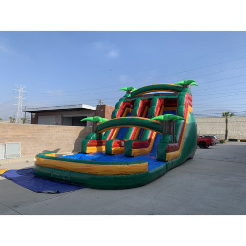 Ultimate Jumpers Inflatable Bouncers 18'H Dual Lane Tropical Water Slide by Ultimate Jumpers
