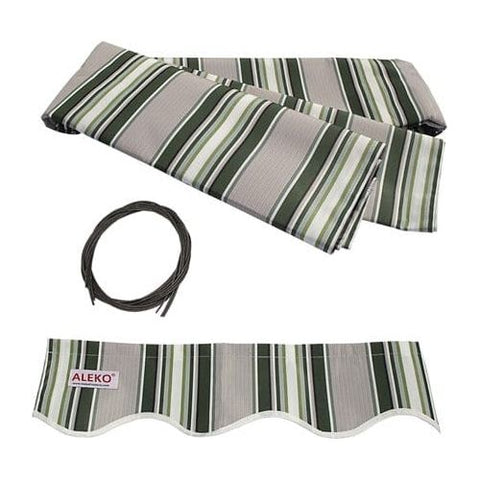 Aleko Awning Accessories 10x8 Feet Multi Striped Green Retractable Awning Fabric Replacement by Aleko 013964850413 FAB10X8MSTRGR58-AP 10x8 Feet Multi Striped Green Retractable Awning Fabric Replacement