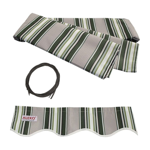 Aleko Awning Accessories 16x10 Feet Multi Striped Green Retractable Awning Fabric Replacement by Aleko 013964950076 FAB16x10MSTRGR58-AP 16x10 Feet Multi Striped Green Retractable Awning Fabric Replacement