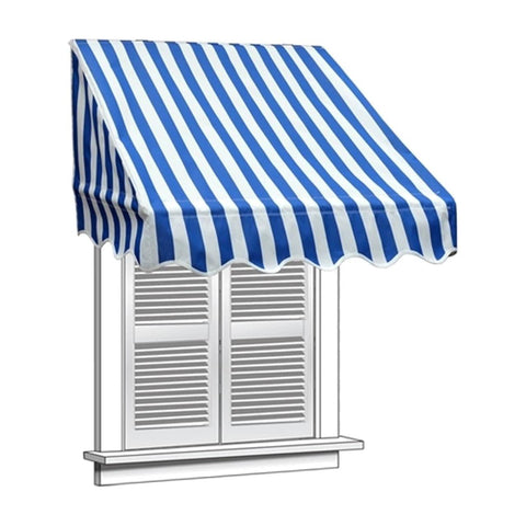 Aleko Awning Accessories 8 x 2 Feet Blue and White Stripes Retractable Door Or Window Awning by Aleko 781880240693 AWWIN-BLWTSTR-AP-0003 8 x 2 Feet Blue and White Stripes Retractable Door Or Window Awning