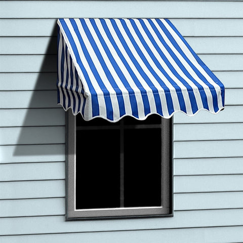 Aleko Awning Accessories 8 x 2 Feet Blue and White Stripes Retractable Door Or Window Awning by Aleko 781880240693 AWWIN-BLWTSTR-AP-0003 8 x 2 Feet Blue and White Stripes Retractable Door Or Window Awning