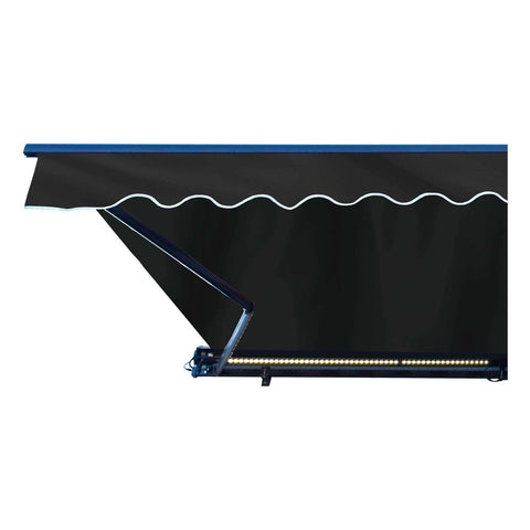 Aleko Awnings 10 x 8 Feet Black Half Cassette Motorized Retractable LED Luxury Patio Awning by Aleko 781880245230 AWCL10X8BK81-AP 10x8 Ft Black Half Cassette Motorized Retractable LED Patio Awning
