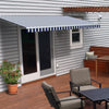 Image of Aleko Awnings 10 x 8 Feet Blue and White Striped Retractable White Frame Patio Awning by Aleko 781880265061 AW10X8BWSTR03-AP 10x8 Ft Blue White Striped Retractable White Frame Patio Awning Aleko