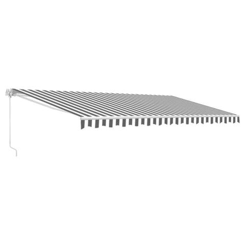 Aleko Awnings 10 x 8 Feet Gray and White Striped Retractable White Frame Patio Awning by Aleko 781880246183 AW10X8GREYWHT-AP 10x8 Ft Gray White Striped Retractable White Frame Patio Awning Aleko