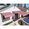 Image of Aleko Awnings 10 x 8 Feet Multi Striped Red Retractable White Frame Patio Awning by Aleko 781880265290 AW10x8MSTRRE19-AP 10x8Ft Multi Striped Red Retractable White Frame Patio Awning by Aleko