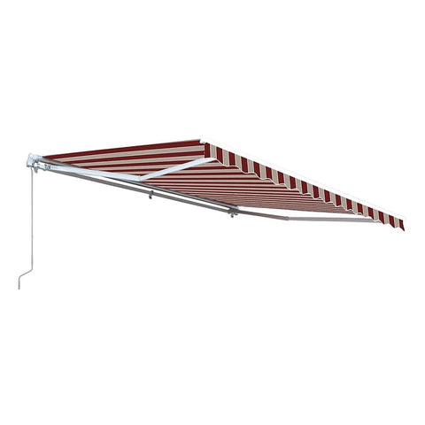 Aleko Awnings 10 x 8 Feet Multi Striped Red Retractable White Frame Patio Awning by Aleko 781880265290 AW10x8MSTRRE19-AP 10x8Ft Multi Striped Red Retractable White Frame Patio Awning by Aleko