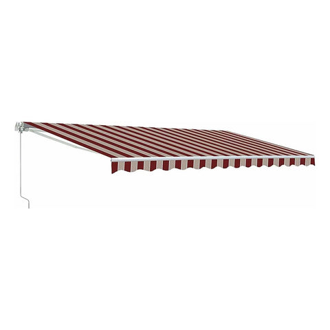 Aleko Awnings 10 x 8 Feet Multi Striped Red Retractable White Frame Patio Awning by Aleko 781880265290 AW10x8MSTRRE19-AP 10x8Ft Multi Striped Red Retractable White Frame Patio Awning by Aleko