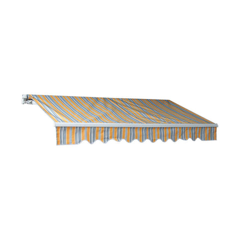 Aleko Awnings 10 x 8 Feet Multi-Striped Sunset Retractable White Frame Patio Awning by Aleko 781880247531 AW10X8MSRTY320-AP 10x8 Ft MultiStriped Sunset Retractable White Frame Patio Awning Aleko