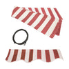 Image of Aleko Awnings 10 x 8 Feet Red and White Stripes Half Cassette Motorized Retractable LED Luxury Patio Awning by Aleko 781880246015 AWCL10X8RDWT05-AP 10x8 Ft Red White Stripes Half Cassette Motorized LED Patio Awning