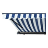 Image of Aleko Awnings 12 x 10 Feet  Blue and White Stripes Half Cassette Motorized Retractable LED Luxury Patio Awning by Aleko 781880238577 AWCL12X10BLWT03-AP 12x10 Ft Blue White Stripes Half Cassette Motorized LED Patio Awning