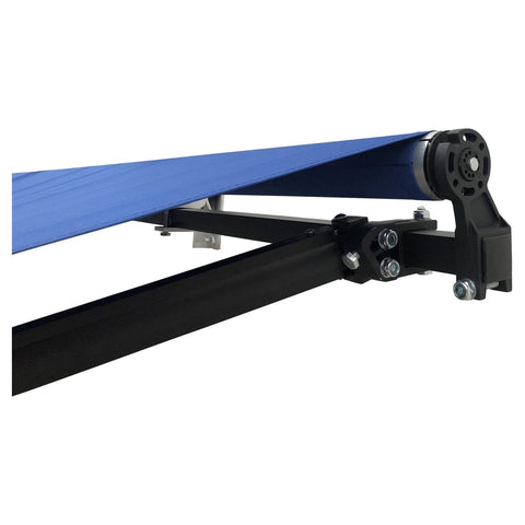 Aleko Awnings 12 x 10 Feet Blue Retractable Black Frame Patio Awning by Aleko 781880248033 AB12X10BLUE30-AP