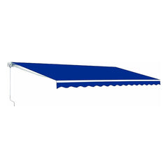 12 x 10 Feet Blue Retractable White Frame Patio Awning by Aleko