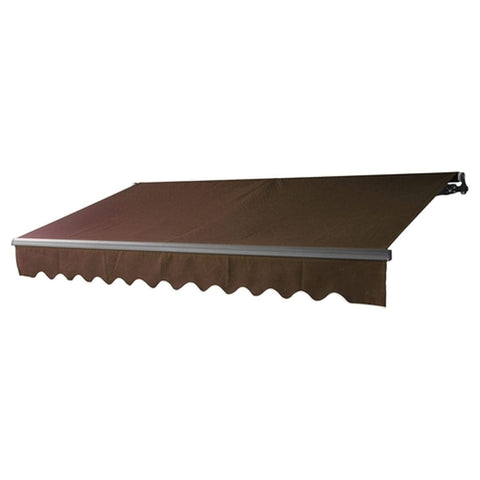Aleko Awnings 12 x 10 Feet Brown Motorized Retractable Black Frame Patio Awning by Aleko 703980253908 AB12X10BROWN36-AP 12x10 Ft Brown Motorized Retractable Black Frame Patio Awning by Aleko