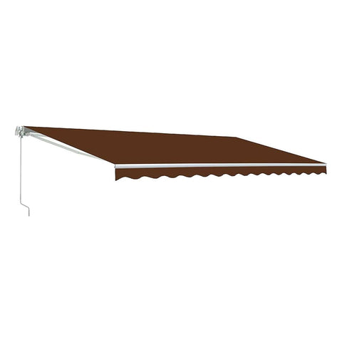 Aleko Awnings 12 x 10 Feet Brown Retractable White Frame Patio Awning by Aleko 781880265030 AW12x10BROWN36-AP