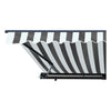 Image of Aleko Awnings 12 x 10 Feet Gray and White Stripes Half Cassette Motorized Retractable LED Luxury Patio Awning by Aleko 781880238645 AWCL12X10GRYWHT-AP 12x10 Ft Gray White Stripes Half Cassette Motorized LED Patio Awning