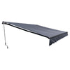 Image of Aleko Awnings 12 x 10 Feet Gray Retractable Black Frame Patio Awning by Aleko 10x8 Ft Green Half Cassette Motorized Retractable LED Patio Awning
