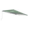 Image of Aleko Awnings 12 x 10 Feet Green and White Striped Retractable White Frame Patio Awning by Aleko 781880265252 AW12X10GWSTR00-AP 12x10Ft Green White Striped Retractable White Frame Patio Awning Aleko