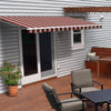 Image of Aleko Awnings 12 x 10 Feet Multi Striped Red Retractable White Frame Patio Awning by Aleko 781880265153 AW12x10MSTRRE19-AP 12x10 Ft Multi Striped Red Retractable White Frame Patio Awning Aleko