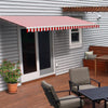 Image of Aleko Awnings 12 x 10 Feet Red and White Striped Retractable White Frame Patio Awning by Aleko 781880247364 AW12X10RWSTR05-AP 12x10 Ft Red White Striped Retractable White Frame Patio Awning Aleko