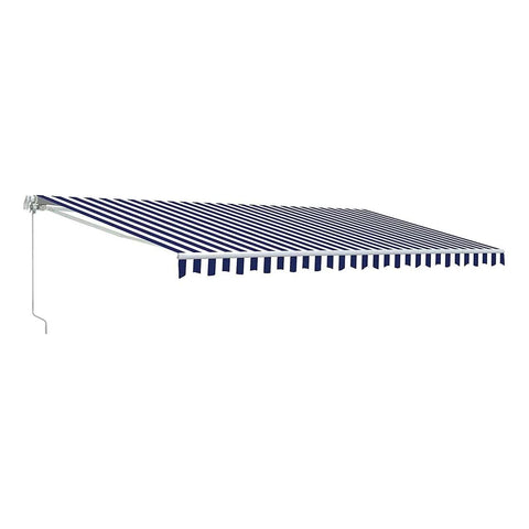 Aleko Awnings 13 x 10 Feet Blue and White Striped Retractable White Frame Patio Awning by Aleko 781880265139 AW13x10BWSTR03-AP 13x10 Ft Blue White Striped Retractable White Frame Patio Awning Aleko