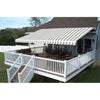 Image of Aleko Awnings 13 x 10 Feet Gray and White Striped Retractable White Frame Patio Awning by Aleko 781880246145 AW13X10GREYWHT-AP 13x10 Ft Gray White Striped Retractable White Frame Patio Awning Aleko