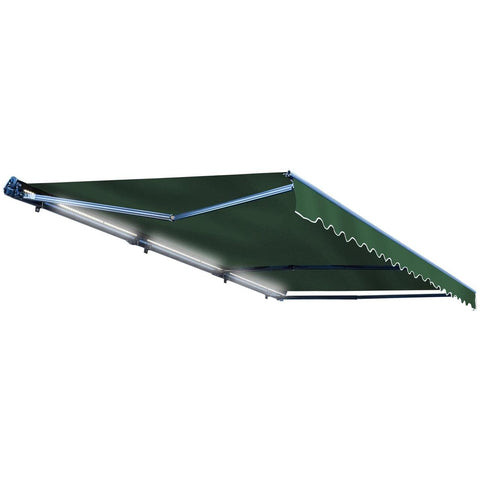 Aleko Awnings 13 x 10 Feet Green Half Cassette Motorized Retractable LED Luxury Patio Awning by Aleko 16x10 Ft Green Half Cassette Motorized Retractable LED Patio Awning