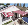Image of Aleko Awnings 13 x 10 Feet Multi Striped Red Motorized Retractable White Frame Patio Awning by Aleko 781880239765 AWM13X10MSTRRE19-AP 13 x 10 Feet Multi Striped Red Motorized Retractable Patio Awning