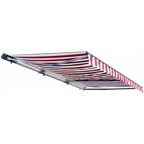 Aleko Awnings 13 x 10 Feet Red and White Stripes Half Cassette Motorized Retractable LED Luxury Patio Awning by Aleko 781880246008 AWCL13X10RDWT05-AP 13x10 Ft Red White Stripes Half Cassette Motorized LED Patio Awning