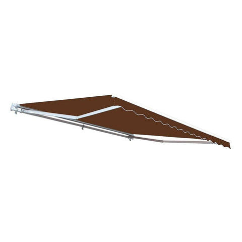 Aleko Awnings 16 x 10 Feet Brown Motorized Retractable White Frame Patio Awning by Aleko 781880241355 AWM16X10BROWN36-AP 16x10 Brown Motorized Retractable White Frame Patio Awning by Aleko