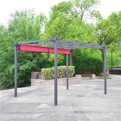 13 x 10 Ft Burgundy Color Aluminum Outdoor Retractable Canopy Pergola by Aleko