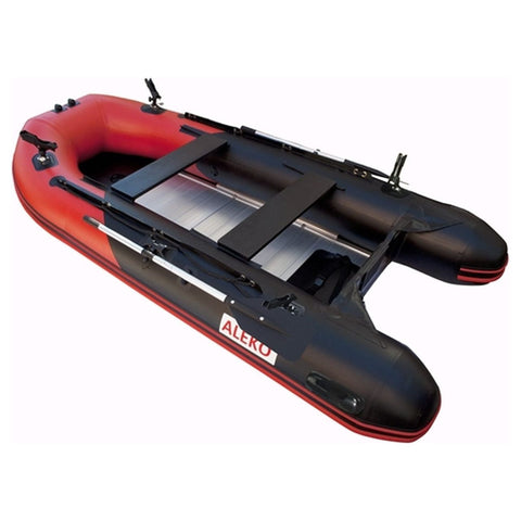 Aleko Fishing 12.5 ft Red and Black PRO Fishing Inflatable Boat with Aluminum Floor Front Board Holders by Aleko BTF380RBK-AP 12.5 ft Red and Black PRO Fishing Inflatable Boat with Aluminum Floor Front Board Holders